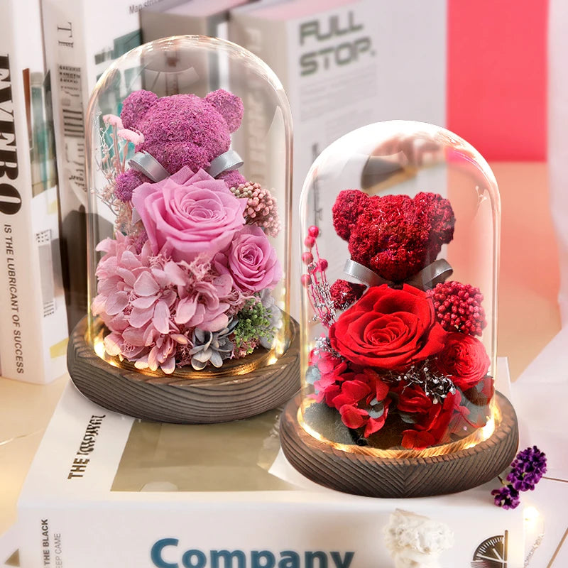 Enchanting eternal flower bear, perfect Valentine&
