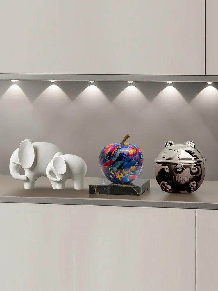 A lifestyle shot featuring the apple decoration in a modern living room.