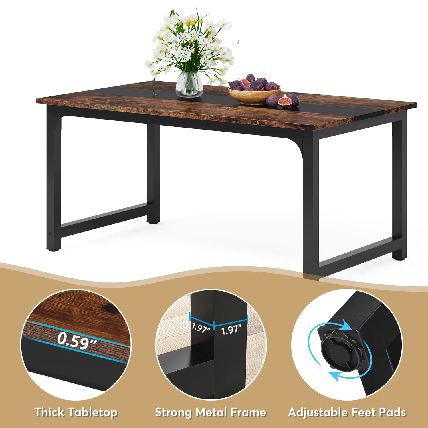 Sturdy computer desk with welded triangular design for stability.