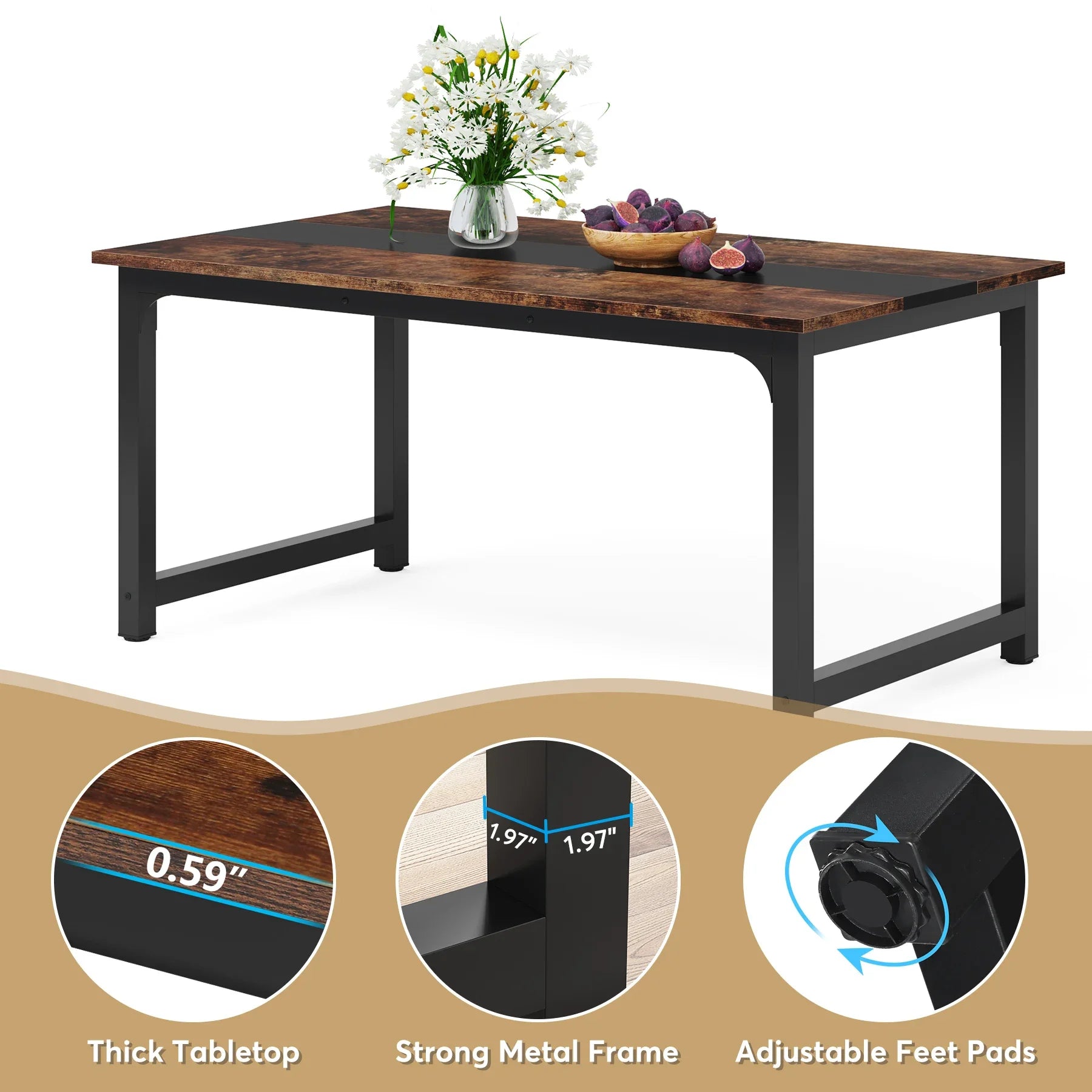 Sturdy computer desk with welded triangular design for stability.