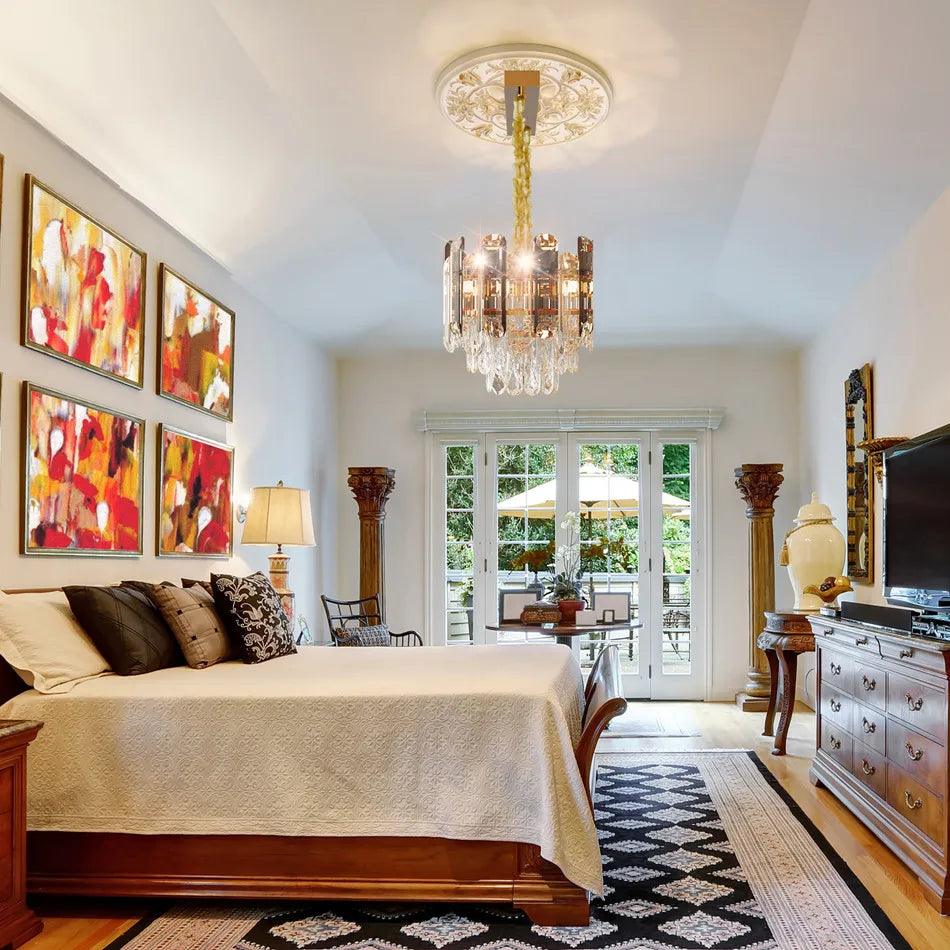 Rectangle crystal chandelier adding sophistication to dining room decor
