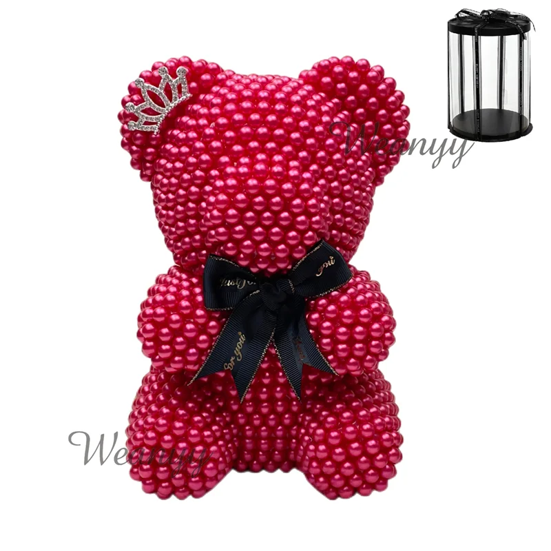 Weanyy Pearl Bear with Clear Box Gift for Valentine’s Day,Birthday,Anniversary & Bridal Showers Home/Party/Wedding Decorations