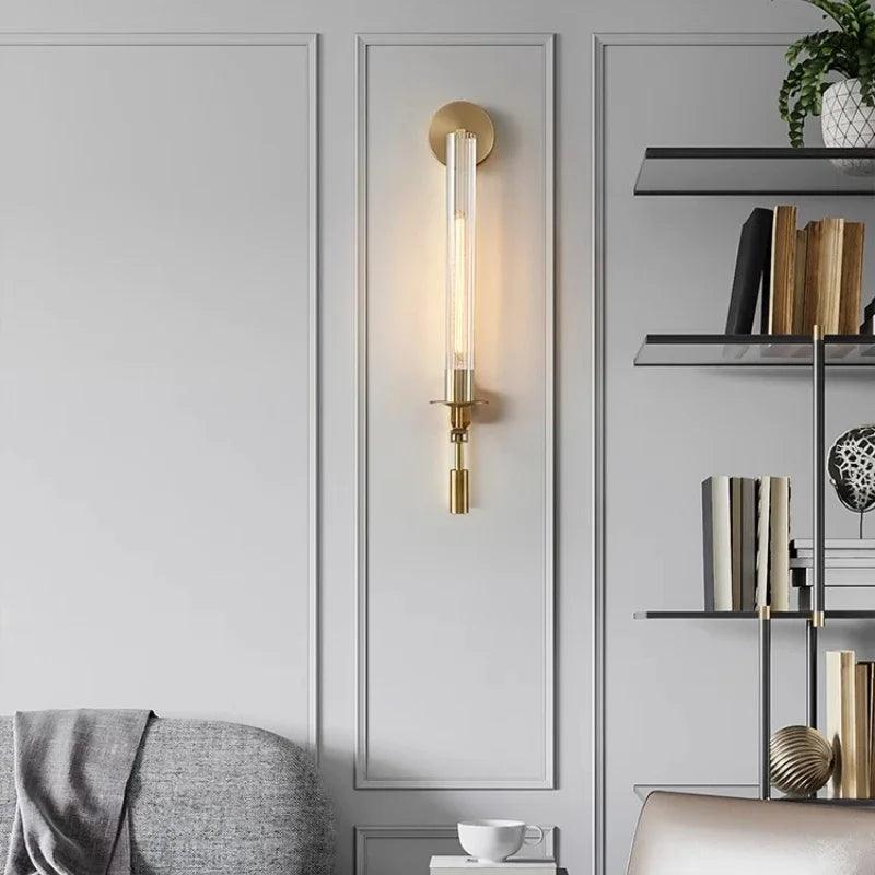 Gold-plated vintage industrial wall lamp with LED compatibility