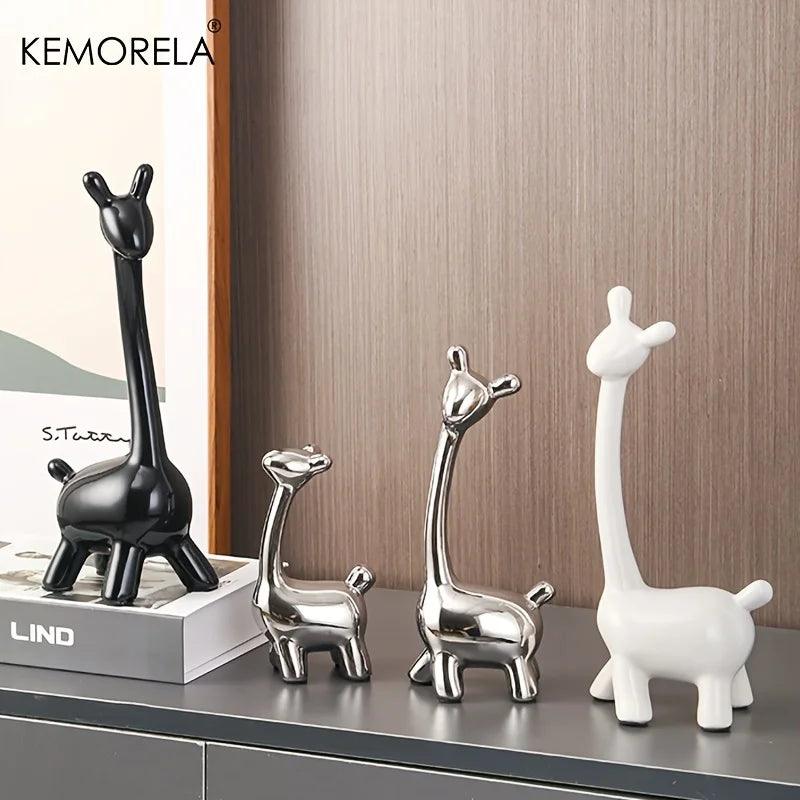 Ceramic Giraffe Statue Ornaments Giraffe Figurines Sculptures Bookshelf Table Ornament For Living Room Bedroom NightStand Decors - In home decor