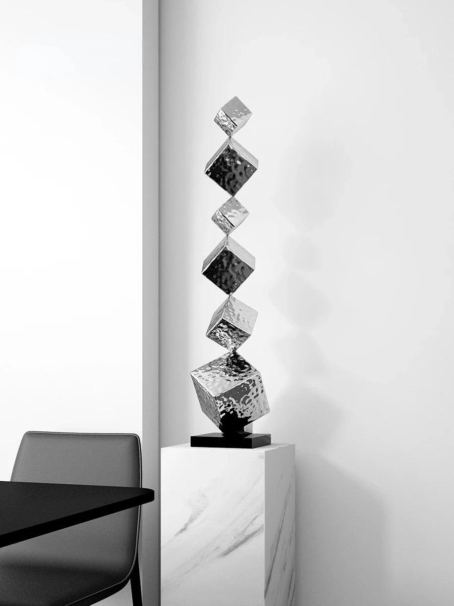 CX168CP Luxury Floor Sculpture Artwork Geometric Stainless Steel Sculptures & Figurines Northern Room Decoration Accessories - In home decor