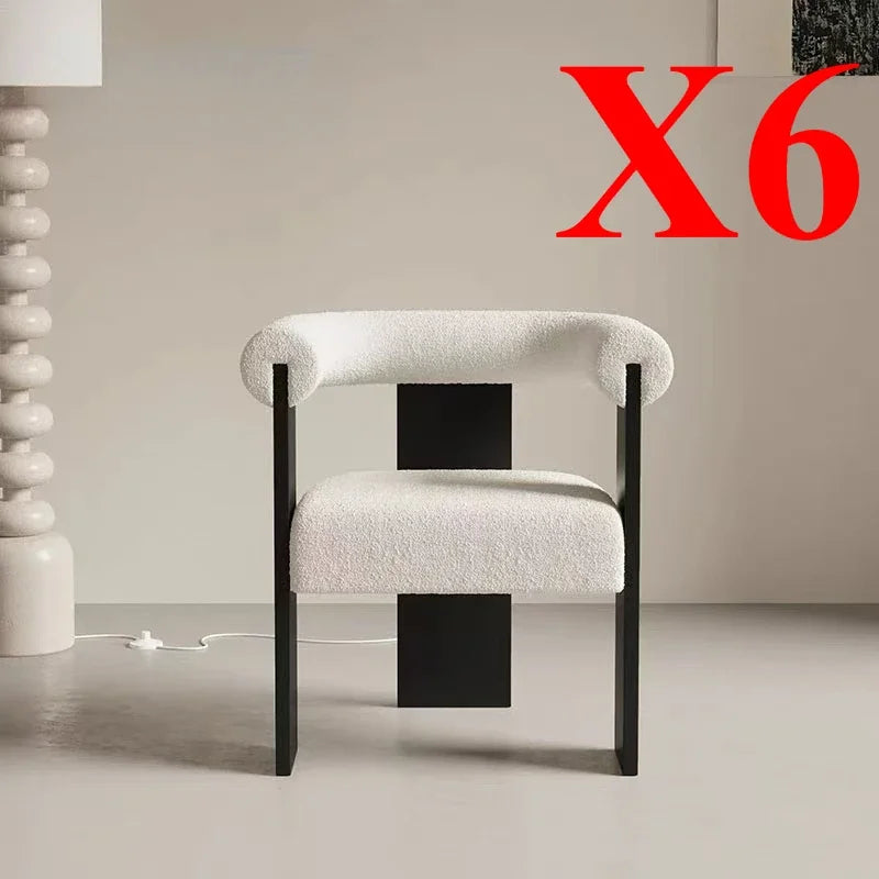 Modern Wooden Armchair for Dining: Comfortable lambskin seat and supportive solid wood handrests.