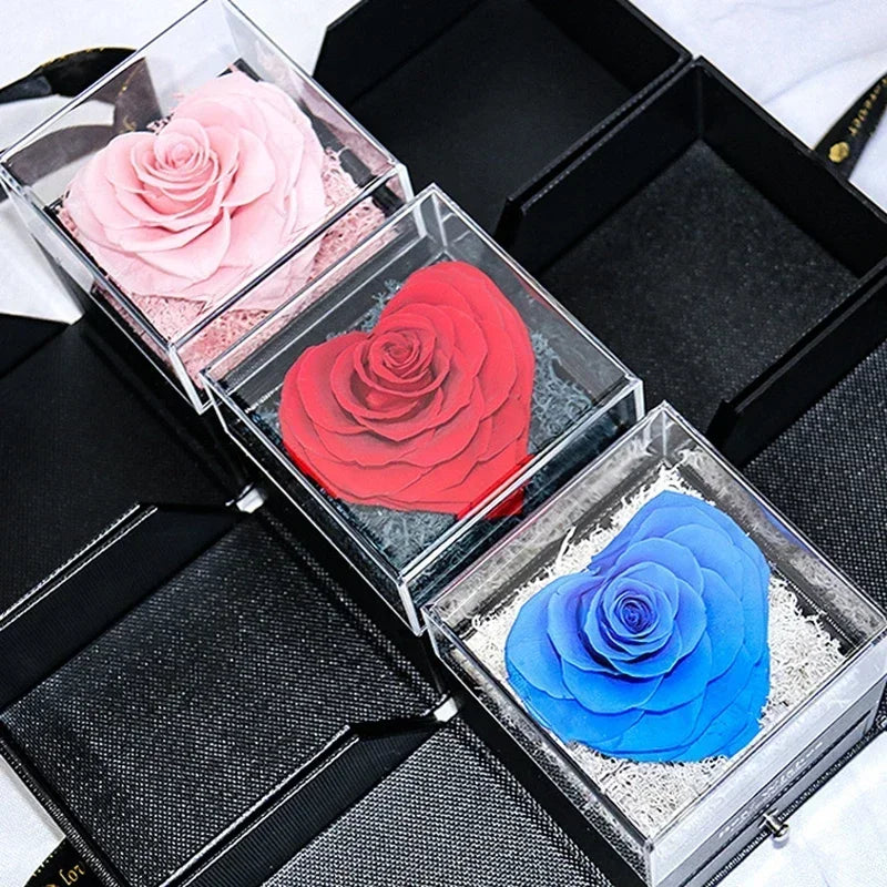 Preserved rose in a heart-shaped box, a perfect Valentine&