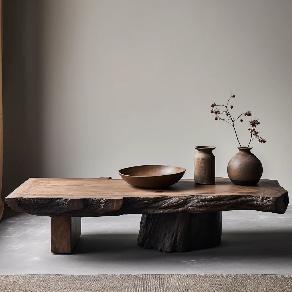 Wabi Stillwind Wood Coffee Table Solid Antique Modern Living Room Décor