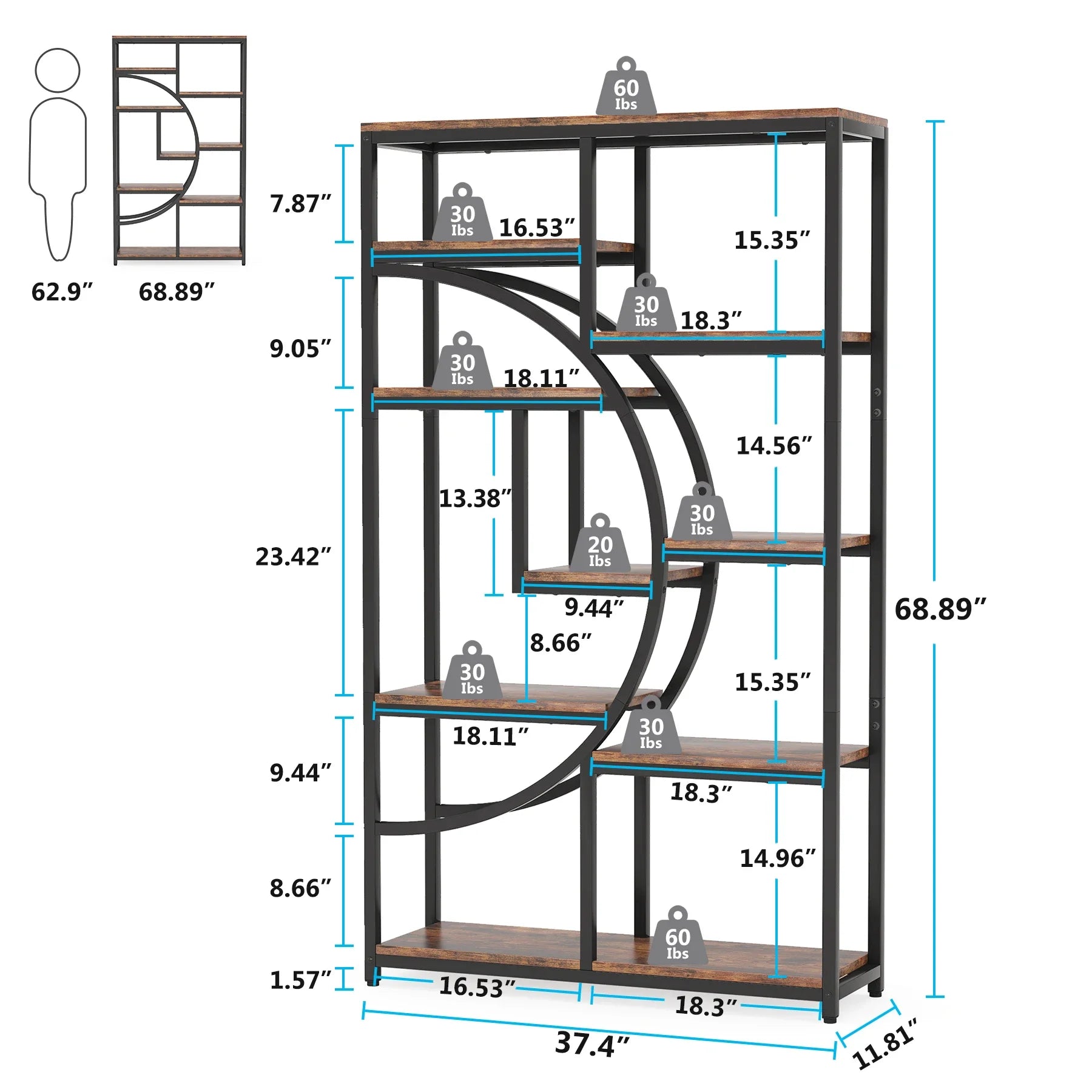 "Multi-purpose industrial bookcase and room divider with sturdy construction"