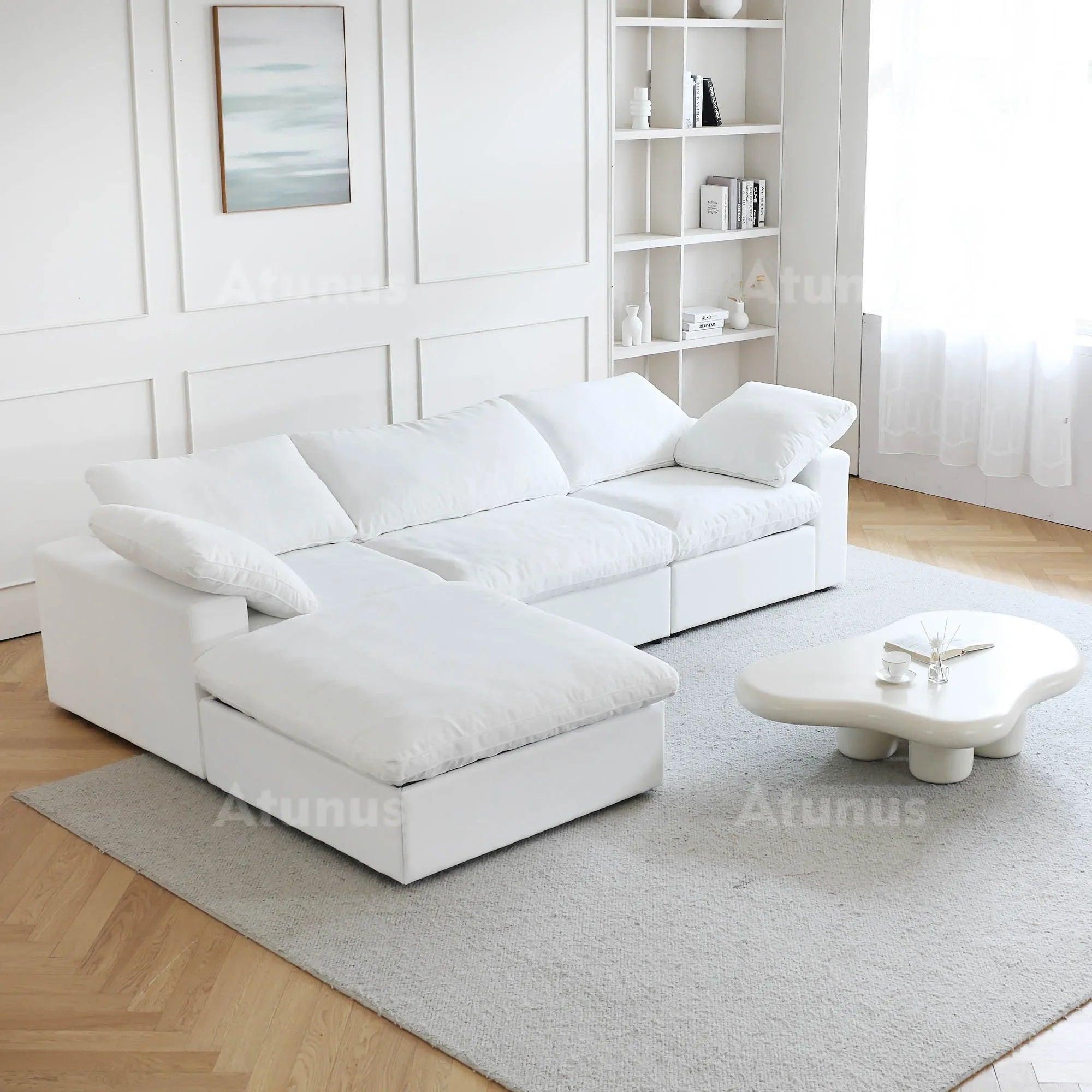 Versatile modular sofa for small and large living spaces.