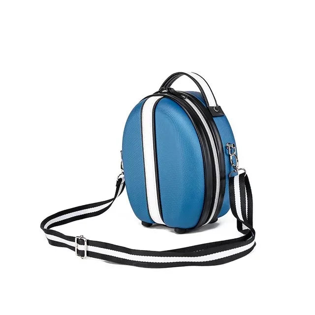 Rounded 18-inch cabin trolley luggage in ABS material with TSA lock.