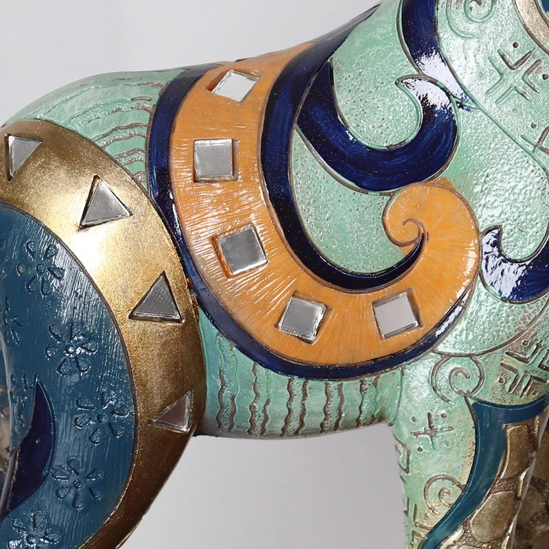 Decorative object with intricate patterns and colors on a white background