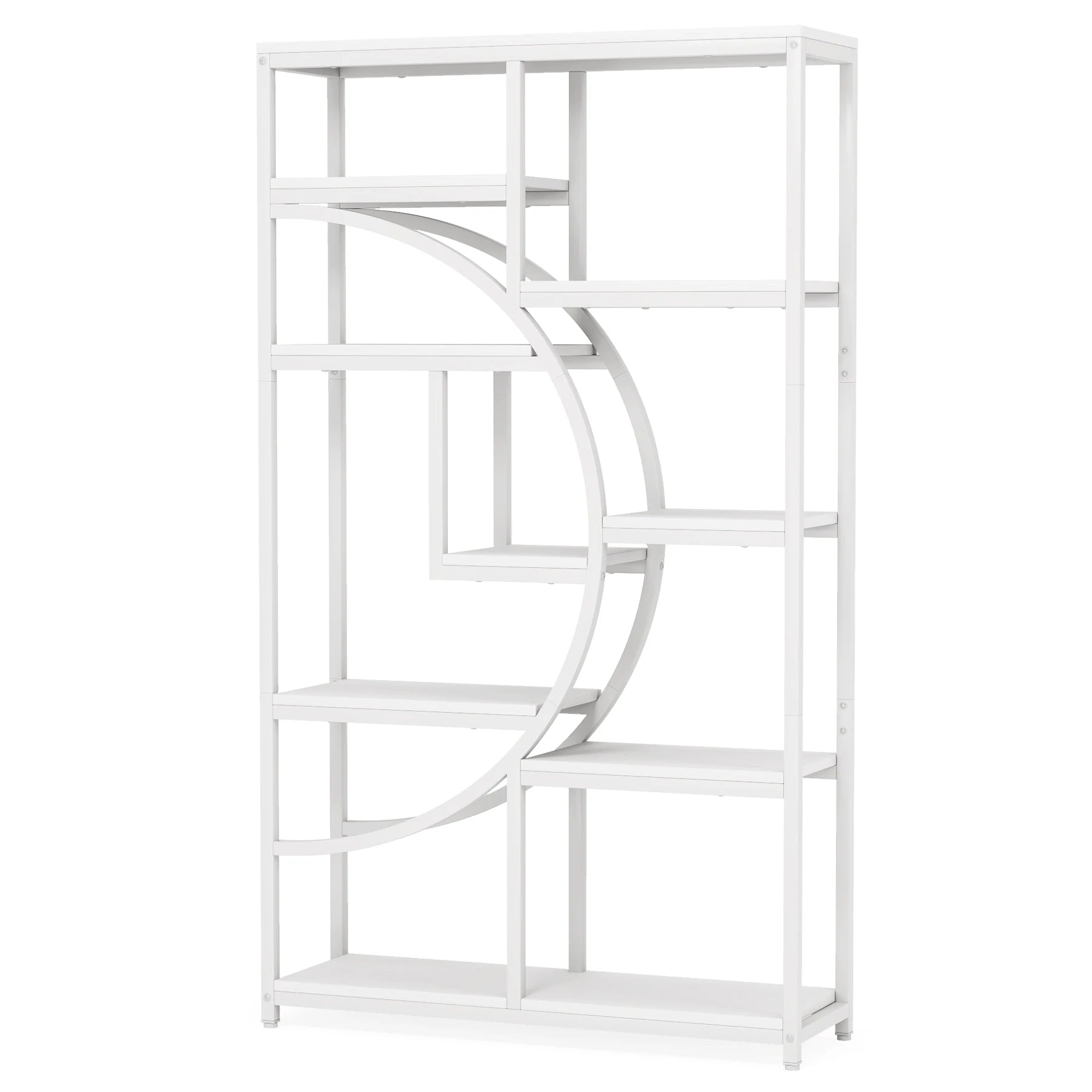 "Antique black metal frame bookcase with rustic wood shelves for home decor"