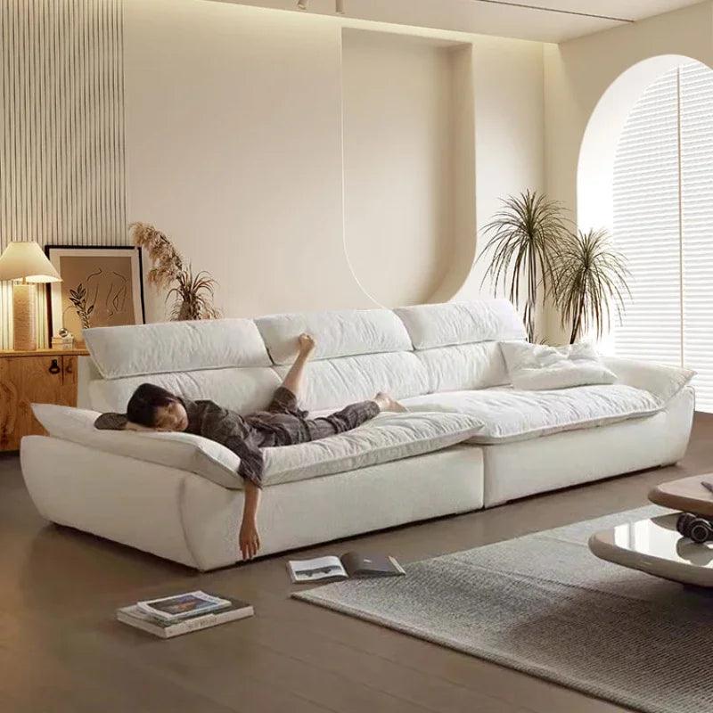 Oversized White Lazy Sofa – Modern Comfortable Loveseat for Living Room - In home decor