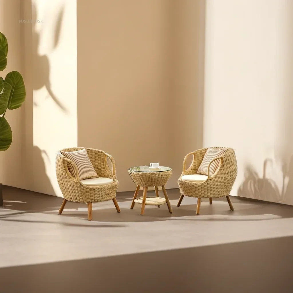 Natural rattan garden furniture set