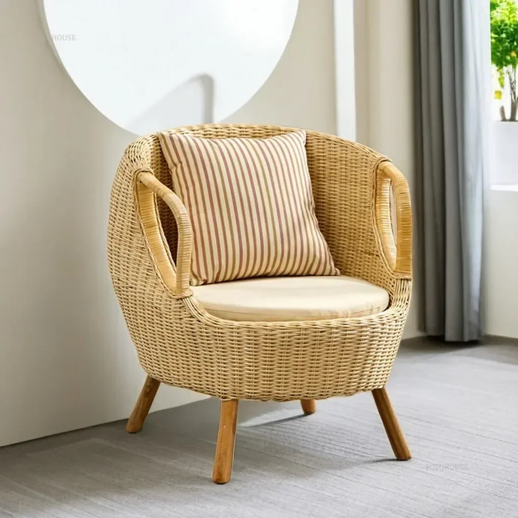 Durable wicker chairs with natural finish