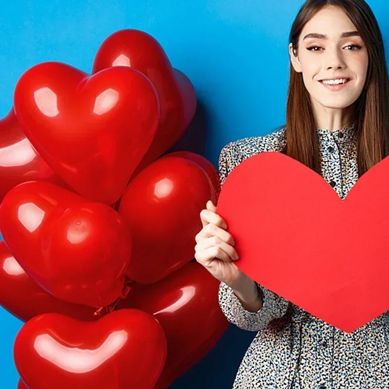 10-inch red heart balloon, close-up.