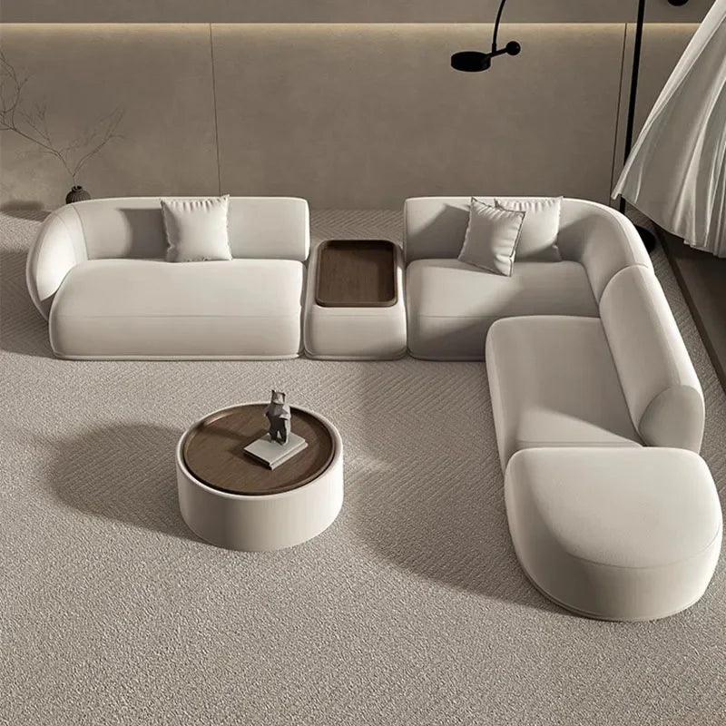 Scandinavian corner sofa with arc design for modern homes.