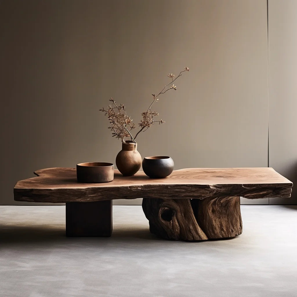 Wabi Stillwind Wood Coffee Table Solid Antique Modern Living Room Décor