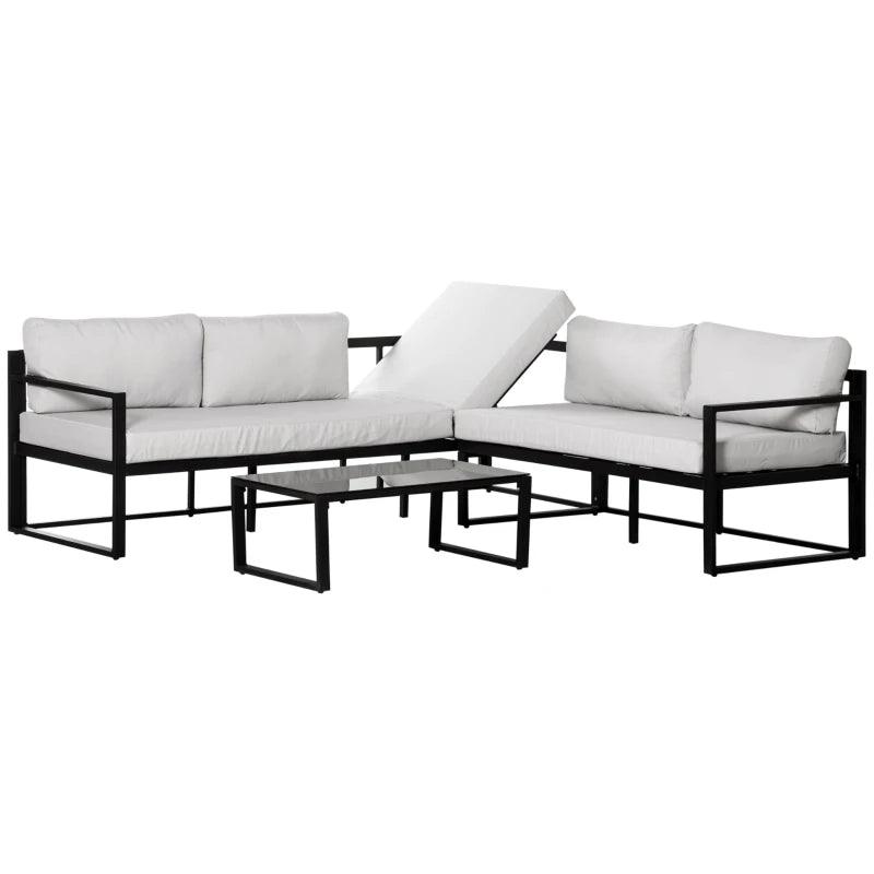 Aluminum garden furniture set with waterproof cushions