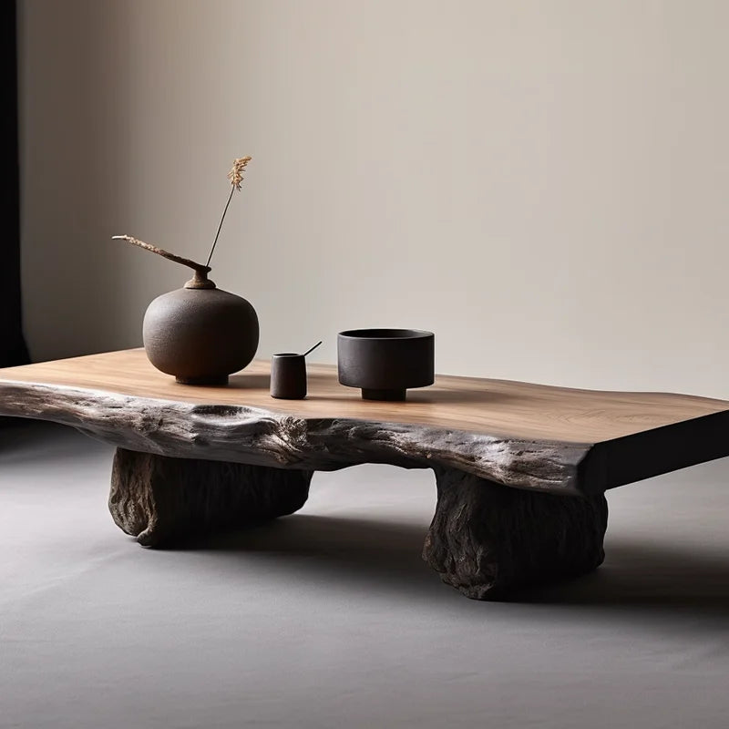 Wabi Stillwind Wood Coffee Table Solid Antique Modern Living Room Décor