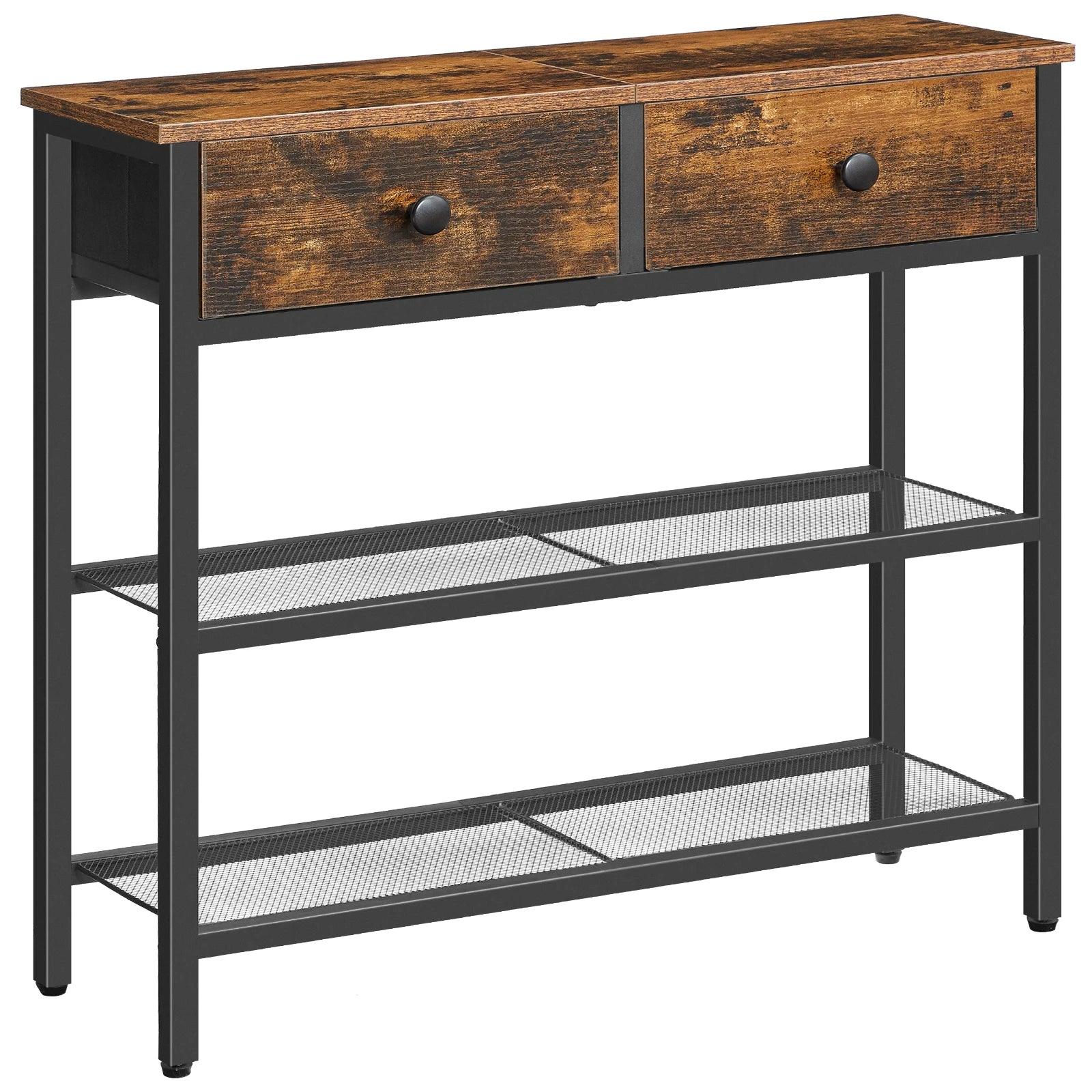 Rustic brown and black console table for living room or hallway