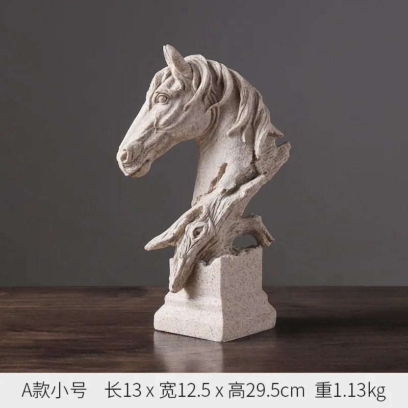 Nordic Style Retro Horse Head Ornament – Vintage Resin Sculpture for Home Decoration - In home decor