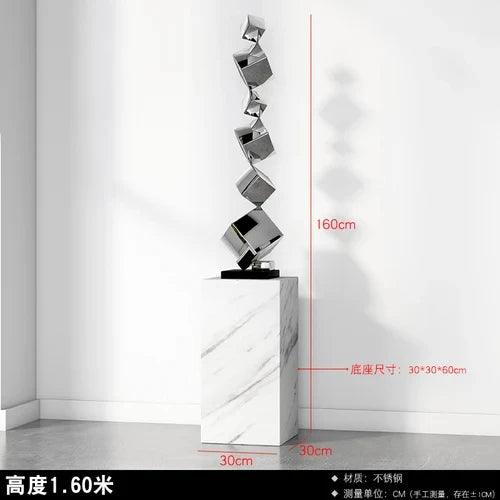 CX168CP Luxury Floor Sculpture Artwork Geometric Stainless Steel Sculptures & Figurines Northern Room Decoration Accessories - In home decor