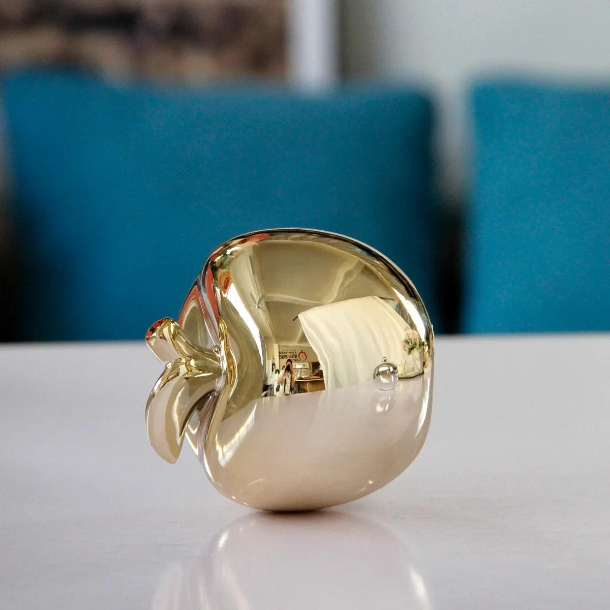 Nordic Creative Plated Gold Apple Ceramic Statue – Luxurious Tabletop Ornament - In home decor