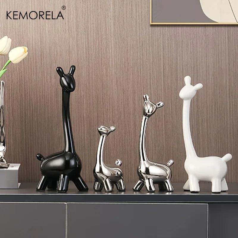 Ceramic Giraffe Statue Ornaments Giraffe Figurines Sculptures Bookshelf Table Ornament For Living Room Bedroom NightStand Decors - In home decor