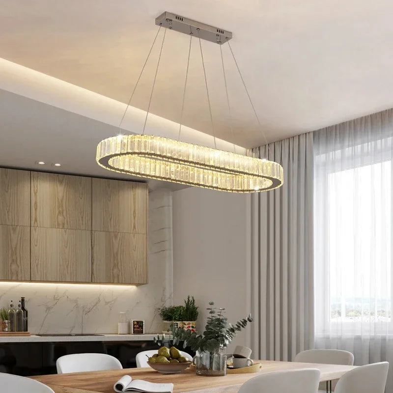 Modern Luxury Crystal LED Pendant Light – Dining & Bar Chandelier
