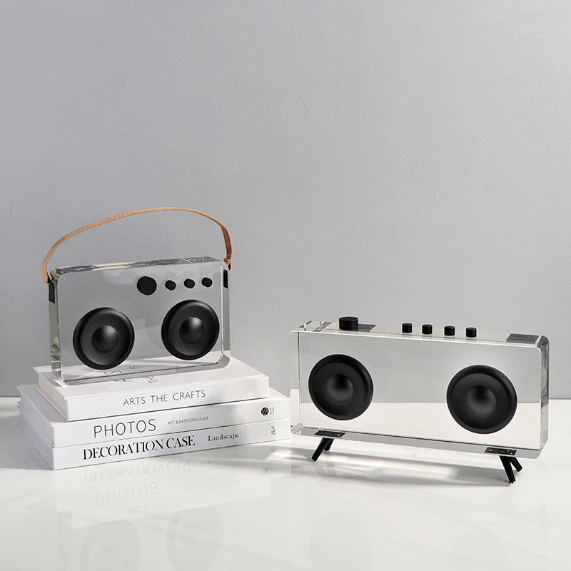 Leearts crystal and metal recorder/radio ornament for modern home decor.