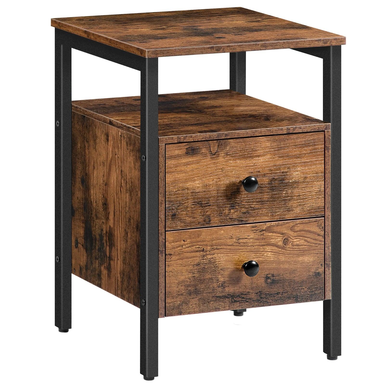 Multi-functional Nightstand with Drawers and Open Shelf – Ideal for Organizing Your Bedroom or Living Room