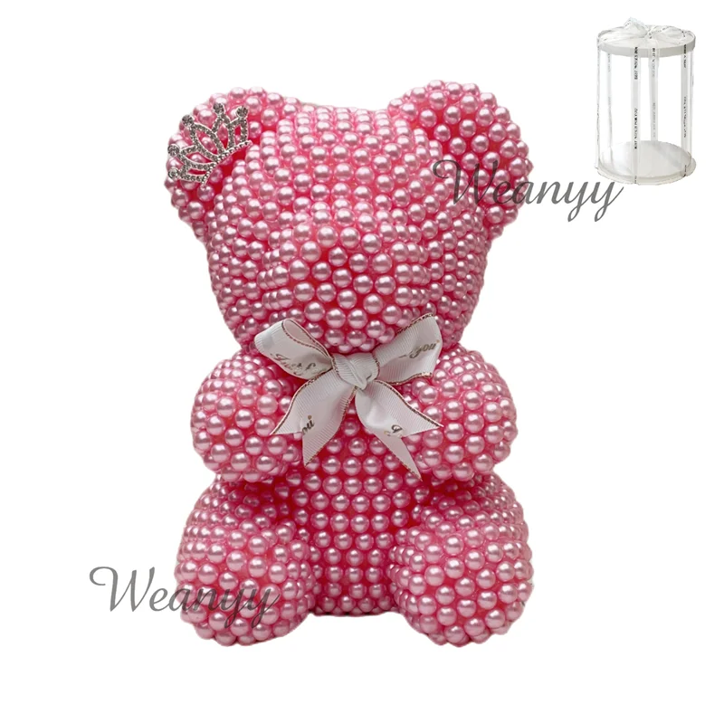 Weanyy Pearl Bear with Clear Box Gift for Valentine’s Day,Birthday,Anniversary & Bridal Showers Home/Party/Wedding Decorations