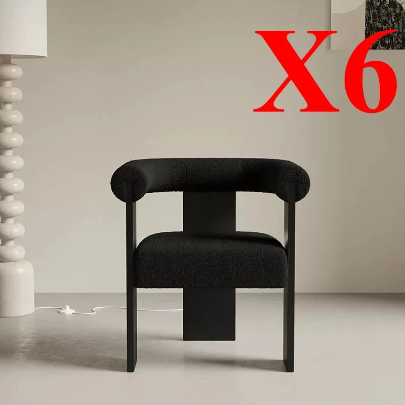 Modern Wooden Armchair for Dining: Comfortable lambskin seat and supportive solid wood handrests.
