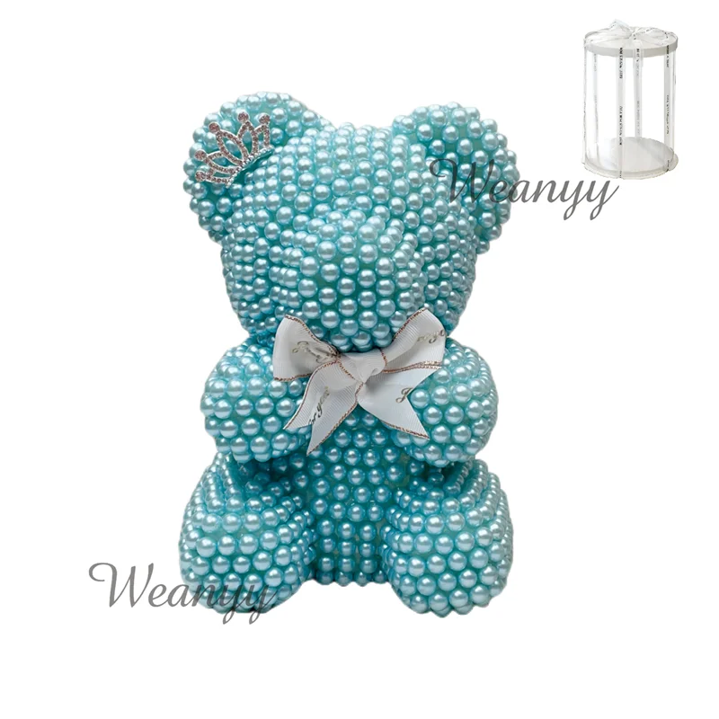Weanyy Pearl Bear with Clear Box Gift for Valentine’s Day,Birthday,Anniversary & Bridal Showers Home/Party/Wedding Decorations