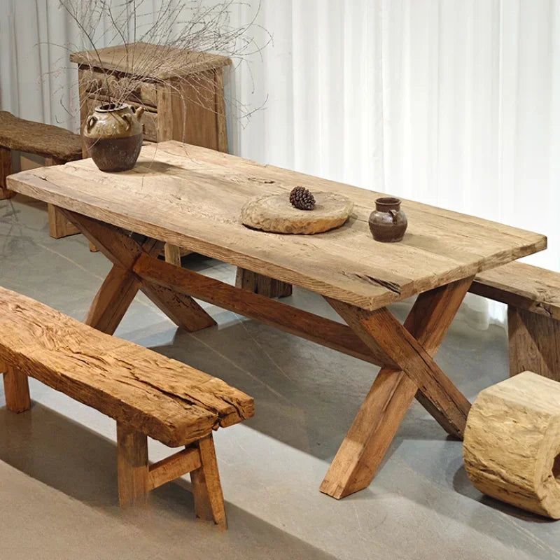 wooden kitchen dining table rectangle shape