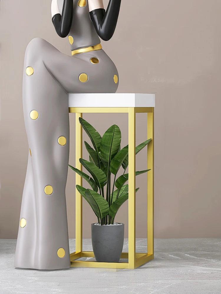 Nordic Style Art Figure Statue - Creative Floor Decoration with Side Table Function - In home decor