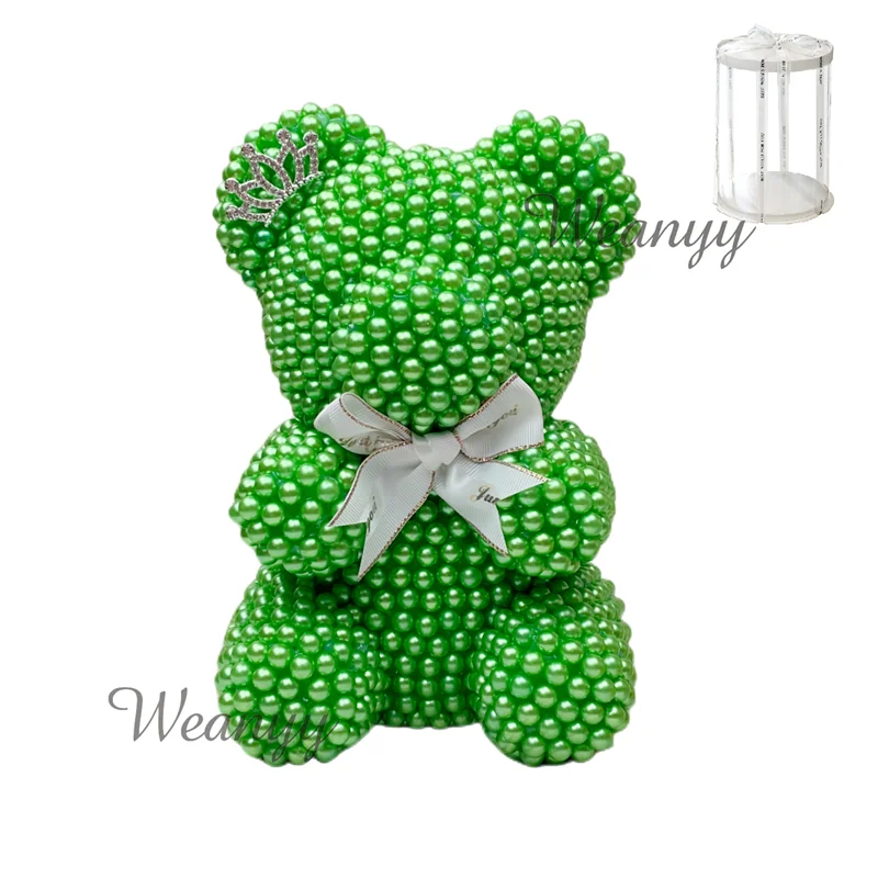 Weanyy Pearl Bear with Clear Box Gift for Valentine’s Day,Birthday,Anniversary & Bridal Showers Home/Party/Wedding Decorations