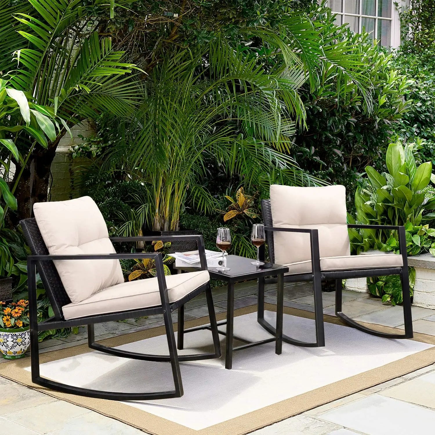 Rocking wicker bistro set for UK patio
