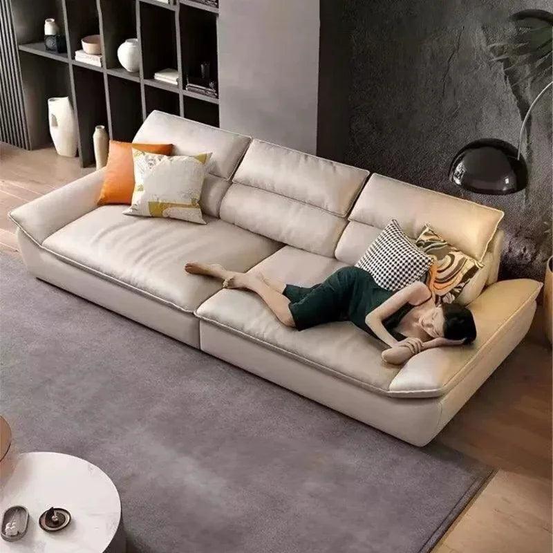 Oversized White Lazy Sofa – Modern Comfortable Loveseat for Living Room - In home decor