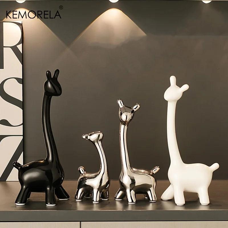 Ceramic Giraffe Statue Ornaments Giraffe Figurines Sculptures Bookshelf Table Ornament For Living Room Bedroom NightStand Decors - In home decor