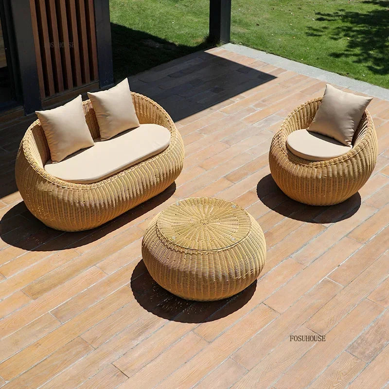 Rattan and wicker garden table and chairs set