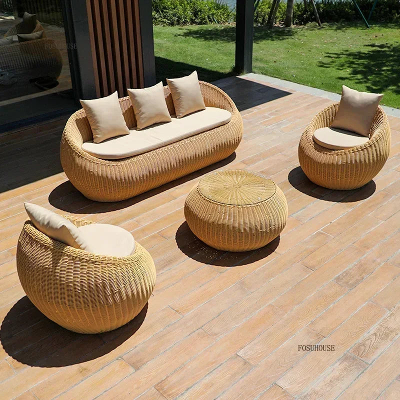 Rattan and wicker garden table and chairs set