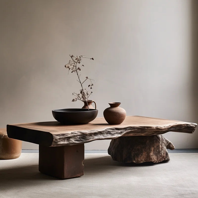 Wabi Stillwind Wood Coffee Table Solid Antique Modern Living Room Décor