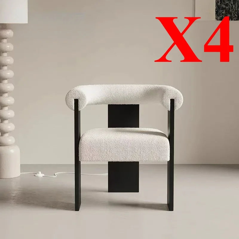 Modern Wooden Armchair for Dining: Comfortable lambskin seat and supportive solid wood handrests.