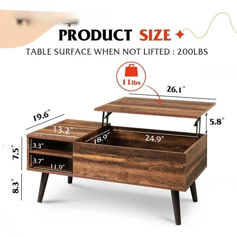 Wood lift-top coffee table in contemporary living room