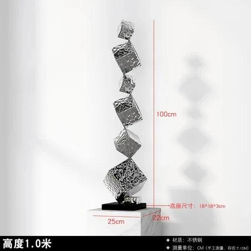 CX168CP Luxury Floor Sculpture Artwork Geometric Stainless Steel Sculptures & Figurines Northern Room Decoration Accessories - In home decor