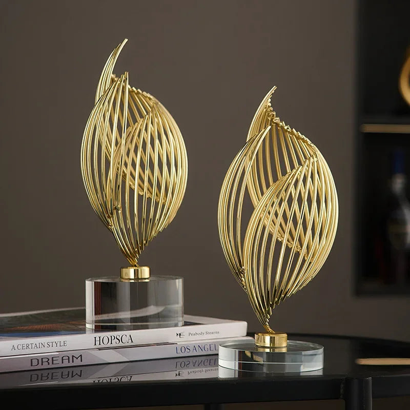 "Elegant light luxury design sculpture on a wine cabinet"
