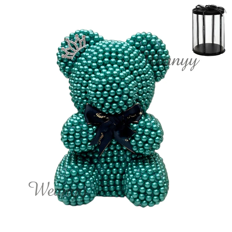 Weanyy Pearl Bear with Clear Box Gift for Valentine’s Day,Birthday,Anniversary & Bridal Showers Home/Party/Wedding Decorations